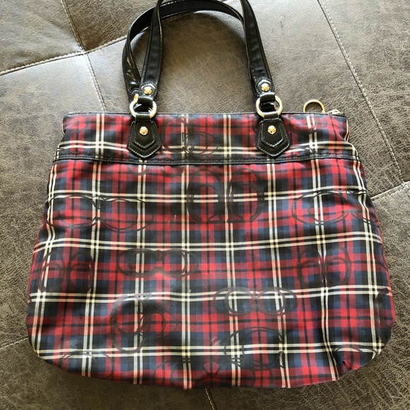 🔥SALE🔥♥️◾️COACH Poppy Plaid Tartan Tote◾️♥️ - Picture 3 of 6